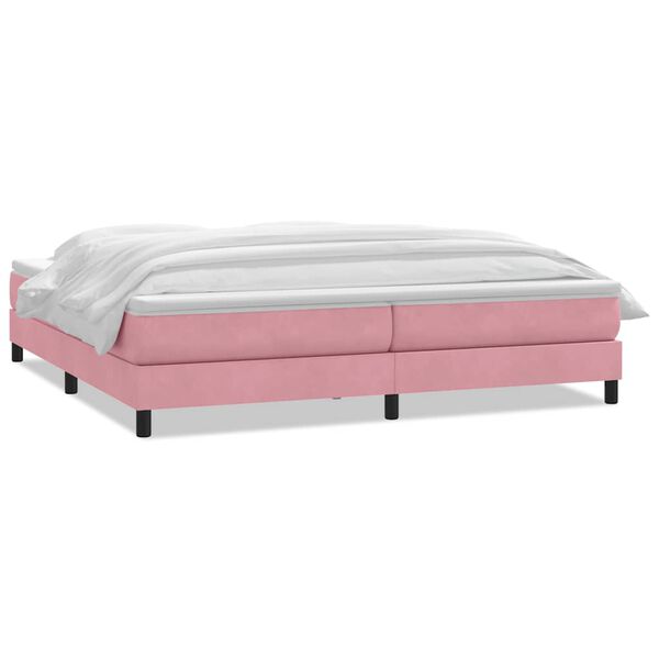 vidaXL Cama box spring con colch&oacute;n terciopelo rosa 180x210 cm