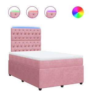 vidaXL Cama box spring con colch&oacute;n terciopelo rosa 120x190 cm