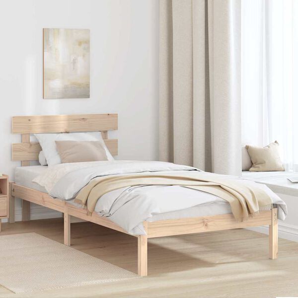 vidaXL Estructura de cama Marrón 75 x 190 cm Madera maciza de Pino