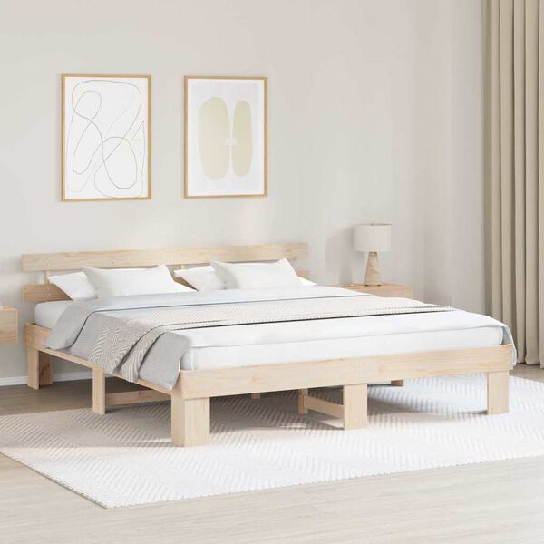 vidaXL Estructura de cama Natural 200 x 200 cm Madera de pino macizo