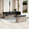 vidaXL Set muebles jard&iacute;n 9 pzas y cojines rat&aacute;n sint&eacute;tico gris claro
