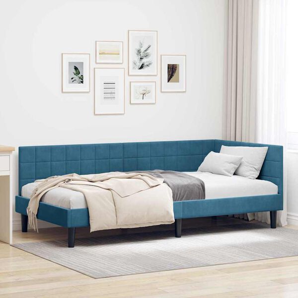 vidaXL Estructura de cama en esquina Azul 90 cm x 200 cm Terciopelo
