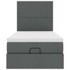vidaXL Cama otomana con colch&oacute;n y LED tela gris oscuro 90x200 cm