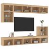 vidaXL Muebles TV pared con LED 8 pzas madera ingenier&iacute;a roble Sonoma