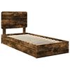 vidaXL Cama con almacenamiento con cabecera Roble ahumado 75 x 190 cm