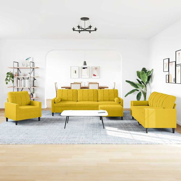 vidaXL Juego de sofás con cojines 4 piezas terciopelo amarillo