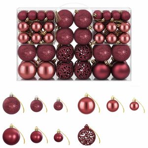 vidaXL Bolas de Navidad 100 unidades rojo tinto 3 / 4 / 6 cm