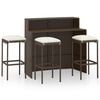 vidaXL Juego de muebles de bar para jard&iacute;n 4 piezas y cojines marr&oacute;n