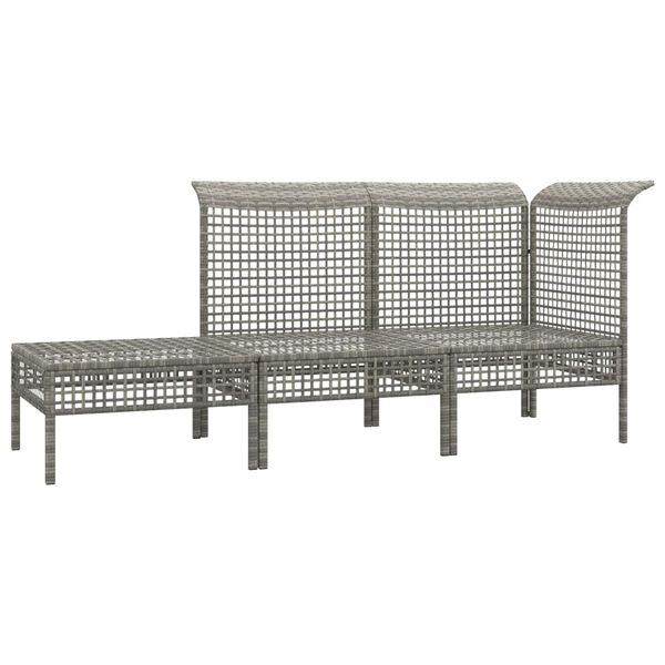 vidaXL Set de muebles de jardín 3 pzas y cojines ratán sintético gris