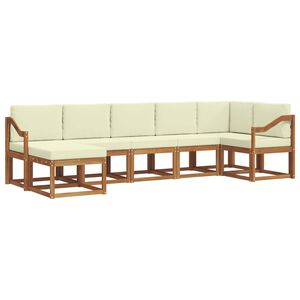 vidaXL Conjunto de sof&aacute;s de exterior con coj&iacute;n 7 pcs Natural y Crema