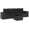 vidaXL Set de muebles de jard&iacute;n 5 pzas y cojines rat&aacute;n sint&eacute;tico negro