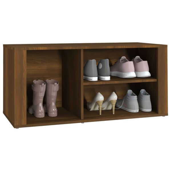 vidaXL Mueble zapatero madera contrachapada marr&oacute;n roble 100x35x45 cm