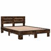 vidaXL Estructura cama madera ingeniería metal roble ahumado 135x190cm