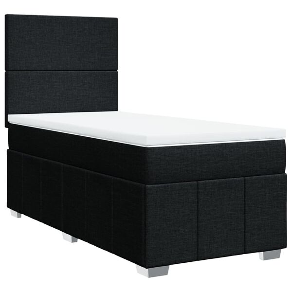 vidaXL Cama box spring con colch&oacute;n tela negro 100x200 cm