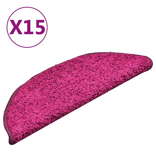 vidaXL Alfombrillas para escaleras 15 unidades 56x17x3 cm Rosa Semicircular