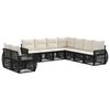 vidaXL Conjunto de sof&aacute;s de jard&iacute;n 9 uds. Negro y Blanco Crema