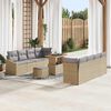 vidaXL Conjunto de sof&aacute; de jard&iacute;n con coj&iacute;n 11 pcs Beige Polirat&aacute;n