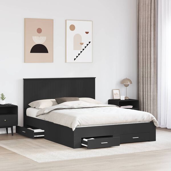 vidaXL Estructura de cama con cabecera Negro y Plata 150 x 200 cm