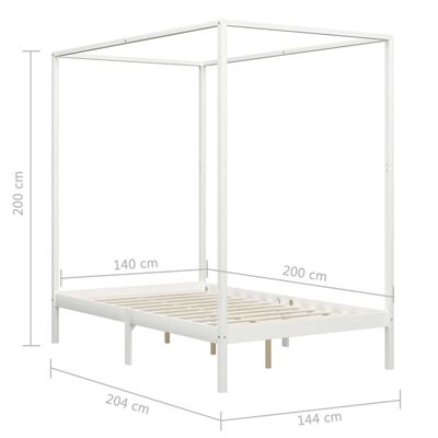 vidaXL Estructura de cama con dosel 2 cajones pino blanco 100x200 cm