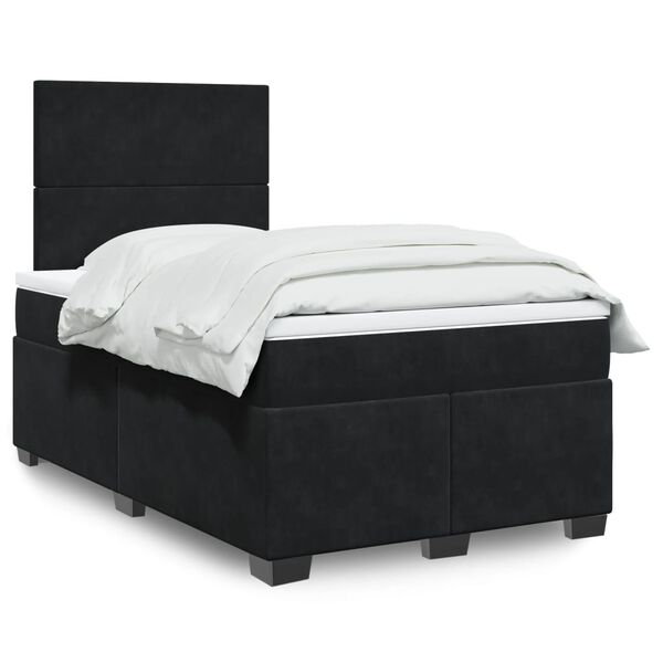 vidaXL Cama box spring con colch&oacute;n terciopelo negro 120x190 cm