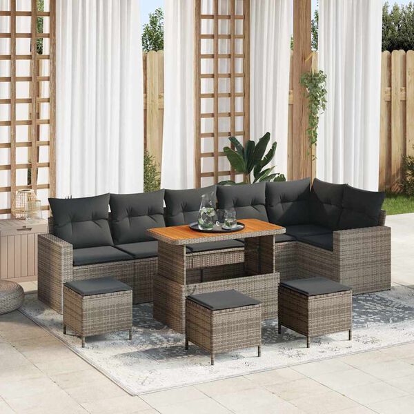 vidaXL Conjunto de sof&aacute;s de jard&iacute;n 12 pcs Gris rat&aacute;n sint&eacute;tico