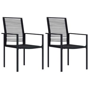 vidaXL Sillas de jard&iacute;n 2 unidades rat&aacute;n de PVC negro