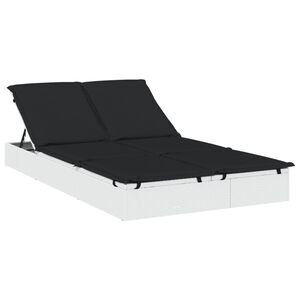 vidaXL Tumbona 2 personas con cojines rat&aacute;n PE blanco