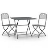 vidaXL Set de comedor de jard&iacute;n 3 pzas malla metal expandido antracita