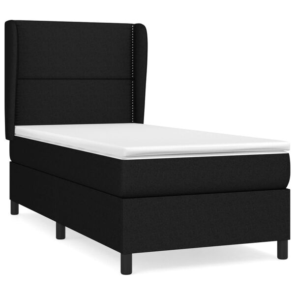 vidaXL Cama box spring con colch&oacute;n tela negro 90x200 cm