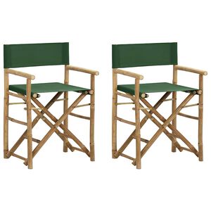 vidaXL Sillas de director plegables 2 piezas bamb&uacute; y tela verde