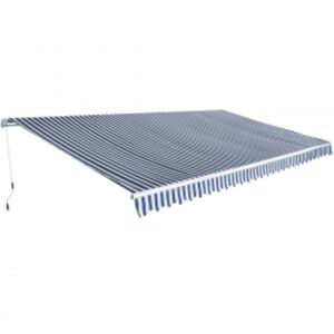 vidaXL Toldo plegable de operación manual 600 cm azul y blanco