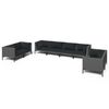 vidaXL Set sof&aacute;s de jard&iacute;n 8 pzas cojines rat&aacute;n sint&eacute;tico gris oscuro