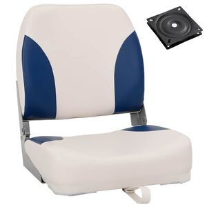 vidaXL Asiento plegable para barco 1 juego con coj&iacute;n blanco y azul