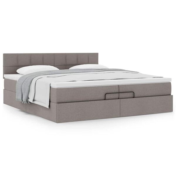 vidaXL Estructura de cama otomana con colch&oacute;n tela gris topo 200x200cm