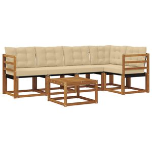 vidaXL Conjunto de sof&aacute;s de exterior con coj&iacute;n 6 pcs Natural y Beige