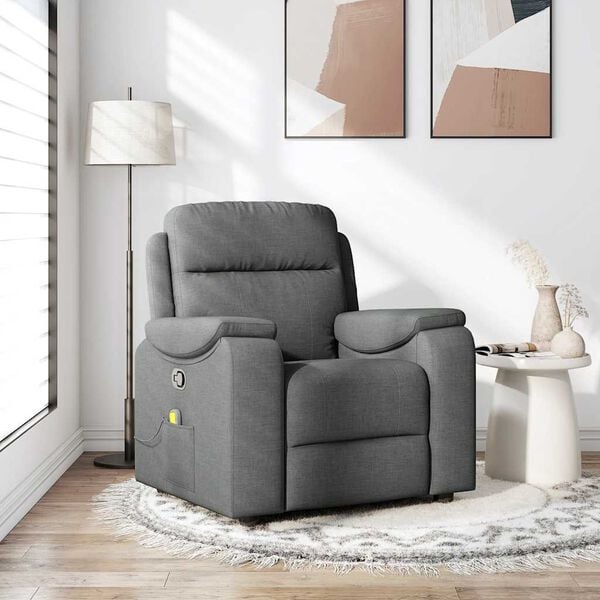 vidaXL Sill&oacute;n de masaje reclinable de tela gris oscuro