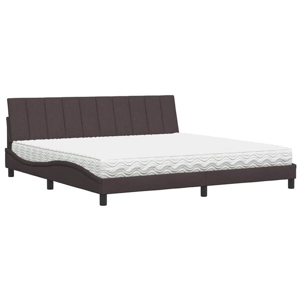 vidaXL Cama con colch&oacute;n Hanko tela marr&oacute;n oscuro 200x200 cm