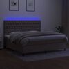 vidaXL Cama box spring colch&oacute;n y luces LED tela gris taupe 200x200 cm