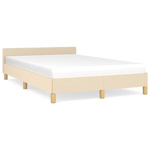 vidaXL Estructura de cama sin colch&oacute;n tela crema 120x200 cm