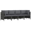 vidaXL Sof&aacute; de jard&iacute;n de 4 plazas con cojines rat&aacute;n sint&eacute;tico gris