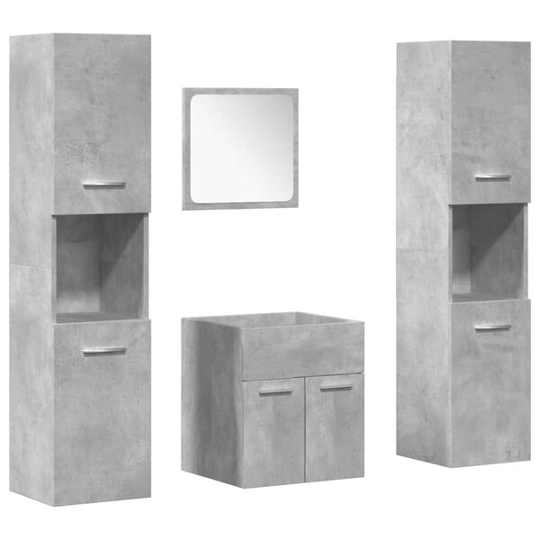 vidaXL Juego muebles de baño 4 pzas madera contrachapada gris hormigón