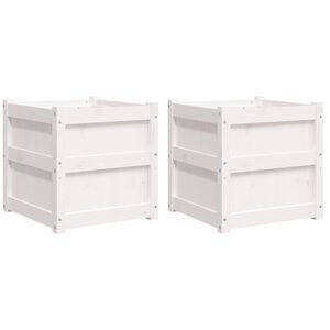 vidaXL Jardineras de exterior 2 unidades madera maciza de pino blanco