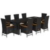 vidaXL Set de comedor de jard&iacute;n 9 pzas y cojines rat&aacute;n sint&eacute;tico negro