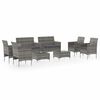 vidaXL Set de muebles de jard&iacute;n 8 pzas y cojines rat&aacute;n sint&eacute;tico gris