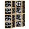 vidaXL Biombo separador 4 paneles madera maciza Paulownia marr&oacute;n negro