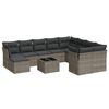 vidaXL Set de sof&aacute;s de jard&iacute;n 11 pzas y cojines rat&aacute;n sint&eacute;tico gris