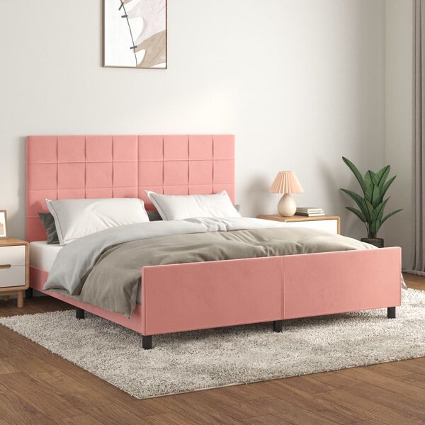 vidaXL Estructura de cama sin colch&oacute;n terciopelo rosa 160x200 cm