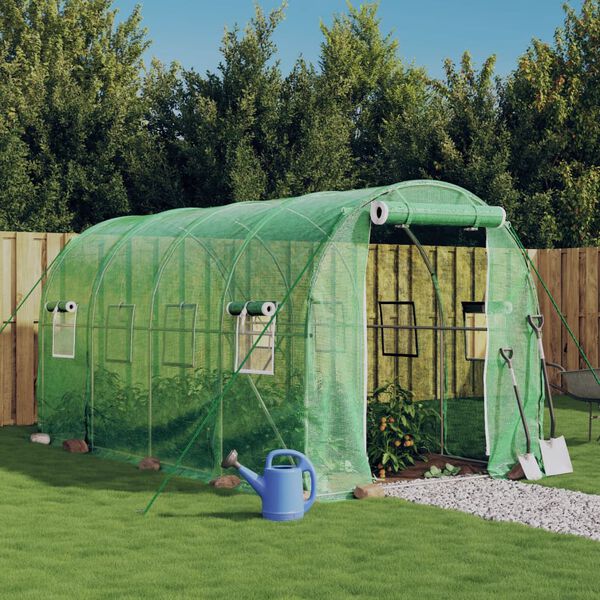 vidaXL Invernadero con estructura de acero verde 8 m&sup2; 4x2x2 m