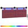 vidaXL Cabecero colgante Con luz LED Rojo vino Tela