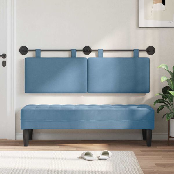 vidaXL Cabecera Colgante Liso Azul 150 x 55 x 5 cm Tela de Pana